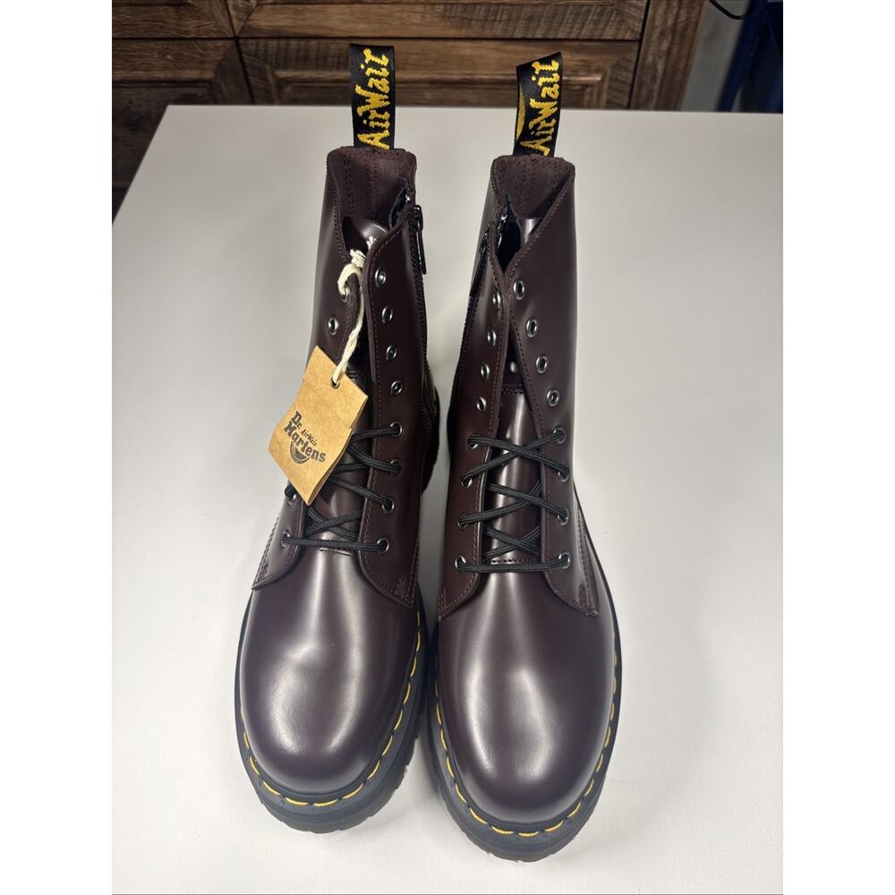 Dr. Martens Jadon Burgundy Smooth Leather Platform Boots US Men 11 Women 12 New - Picture 5 of 13